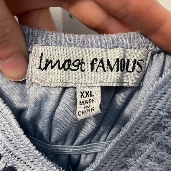 Juniors’ Almost Famous Sleeveless Molded Cup Crochet Bodice Dress Blue Size XXL - Picture 2 of 7